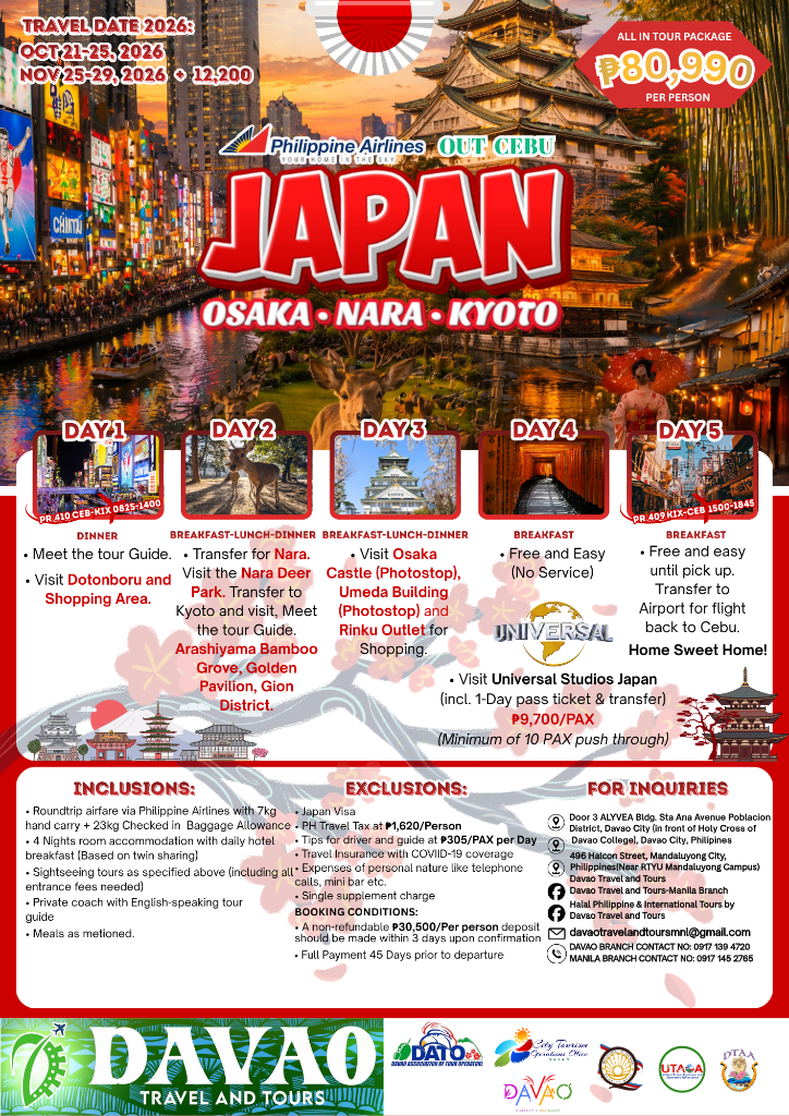 Japan – Osaka • Nara • Kyoto (5D4N)