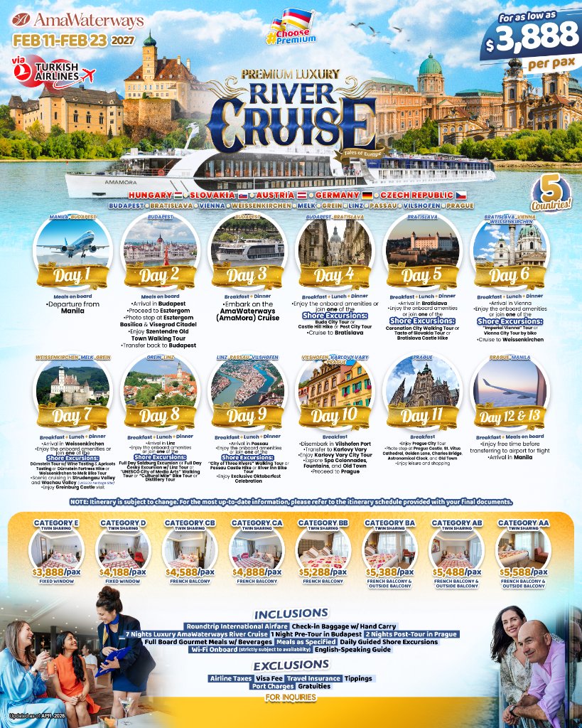 Premium Luxury River Cruise 13D12N (AmaWaterways – AmaMora)