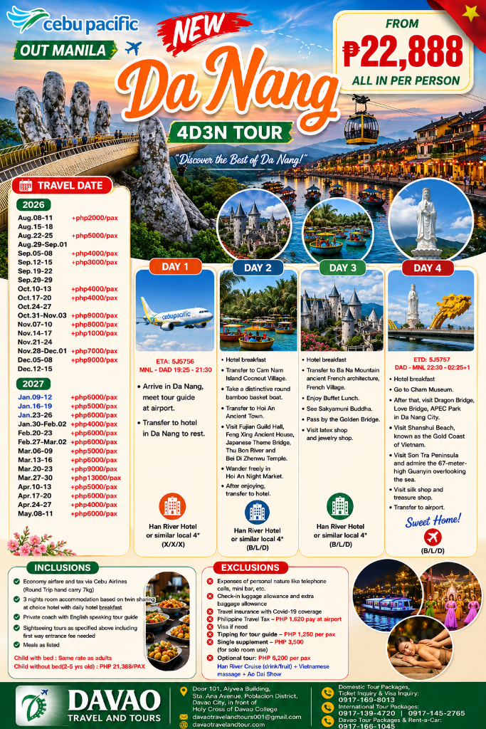 NEW Da Nang 4D3N Tour — “Discover the Best of Da Nang!” (Out Manila via Cebu Pacific)
