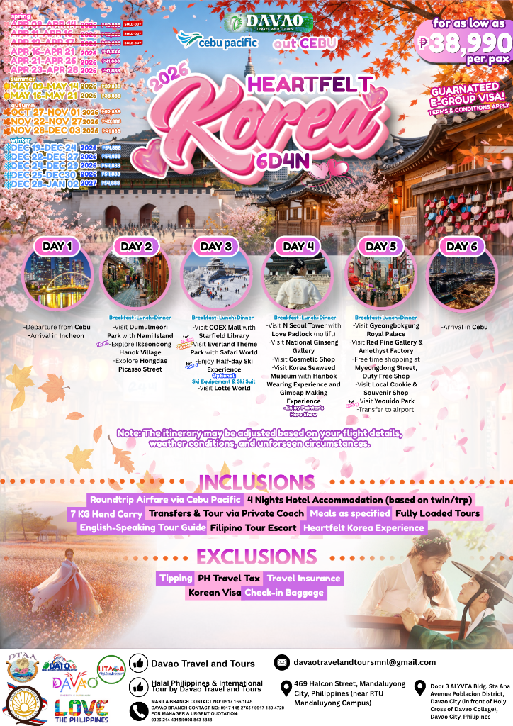 Heartfelt Korea 6D4N – Multi-Season 2026