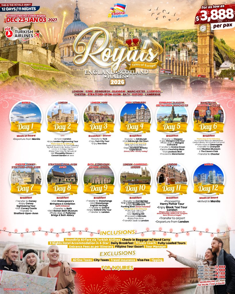 Royals – England, Scotland & Wales (12D11N 2026)