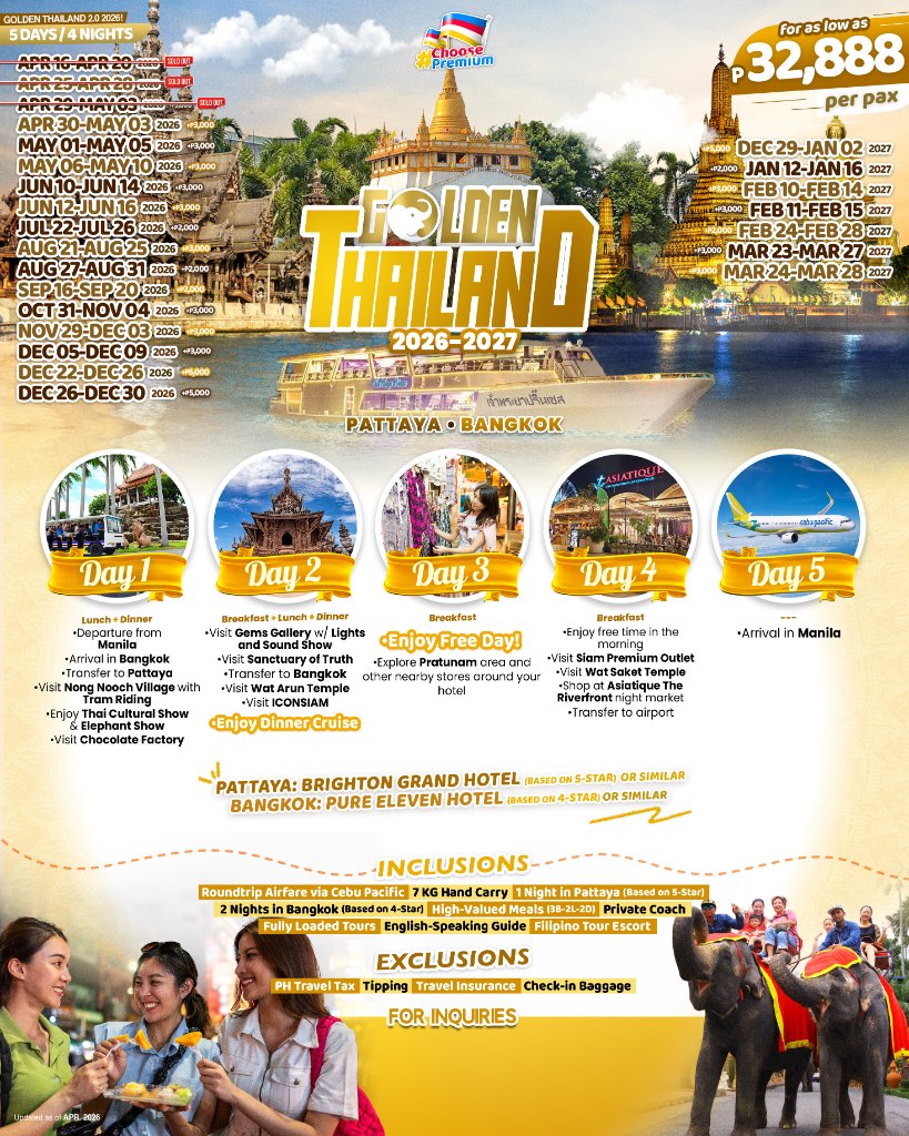 Golden Thailand 2.0 (5D4N 2026–2027)