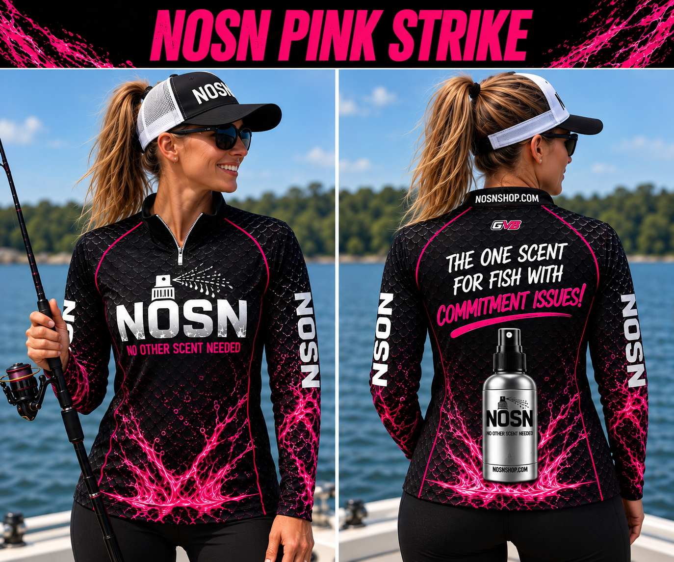 NOSN Pink Strike Performance Fishing Jersey