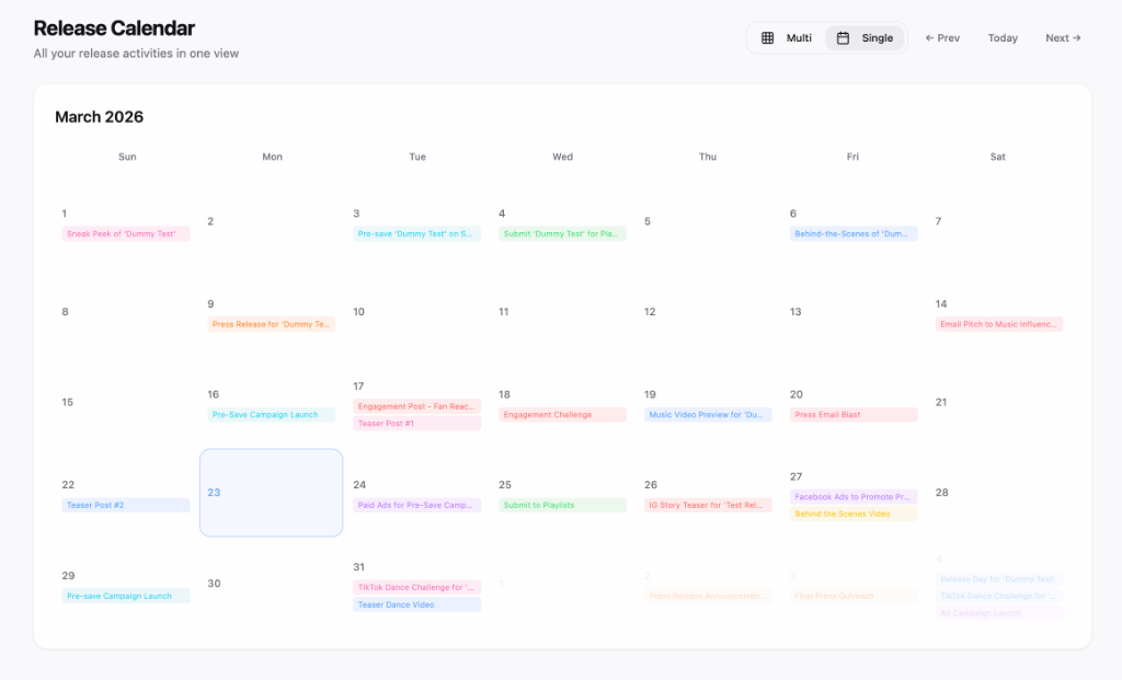 Smart Release Calendar