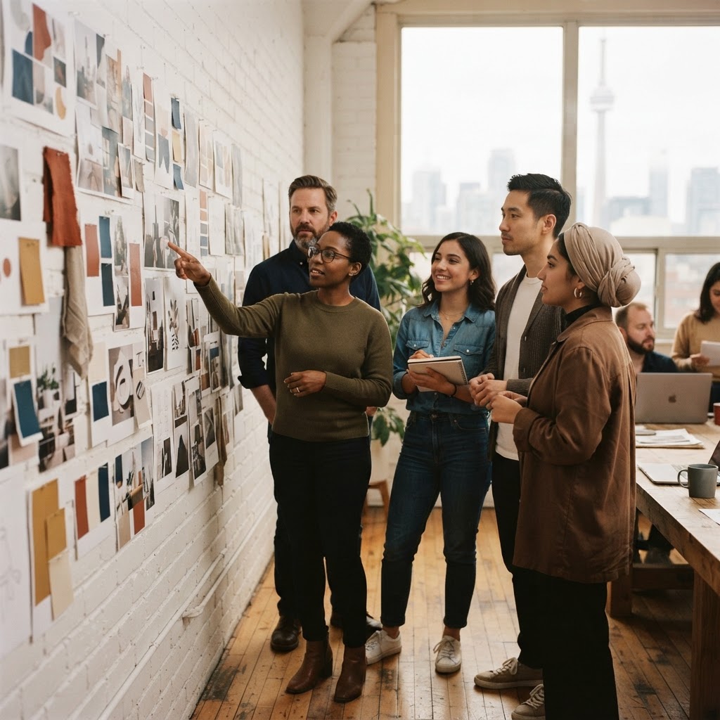 An OTS brand strategy session with moodboards
