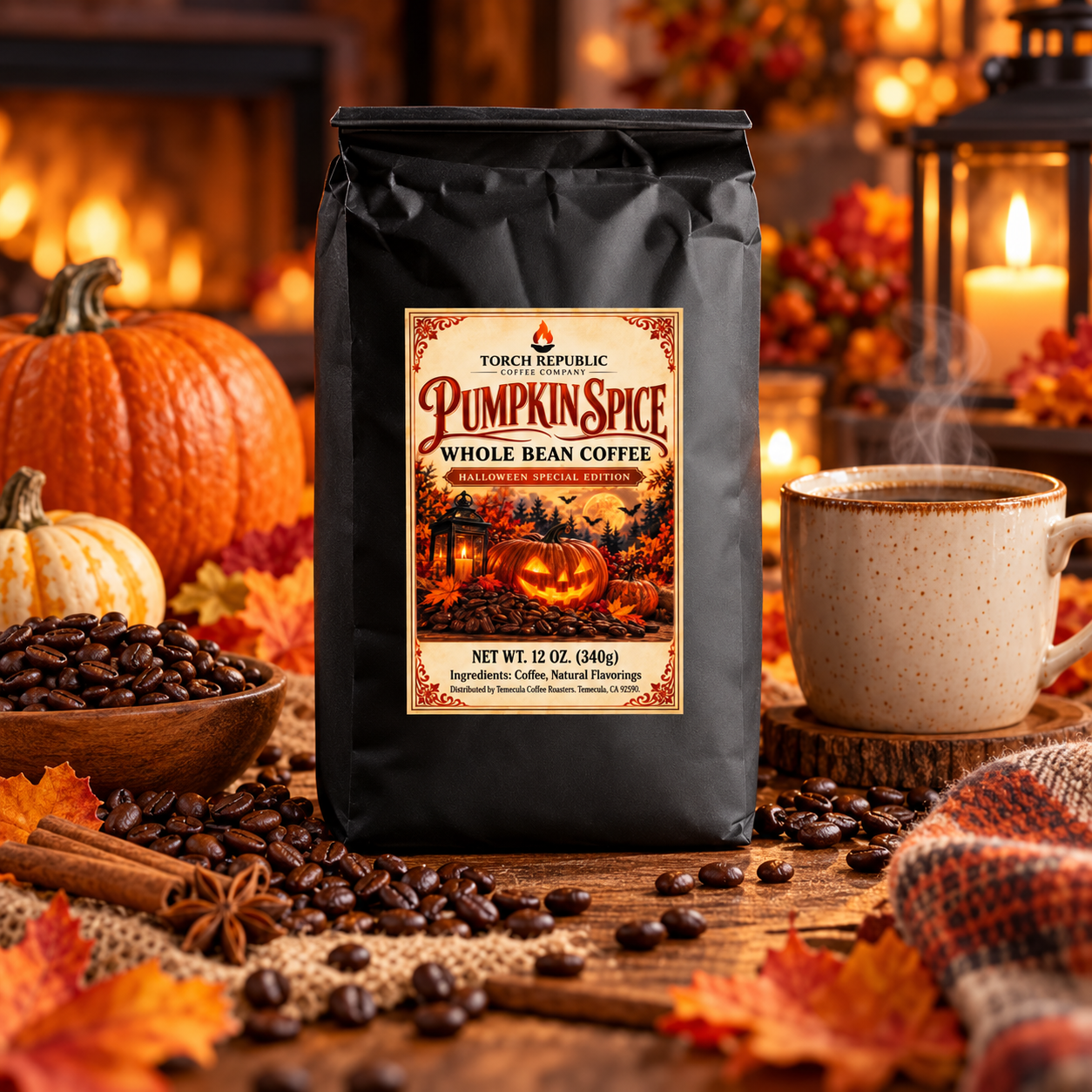 Torch Republic Pumpkin Spice Whole Bean Coffee — Halloween Special Edition