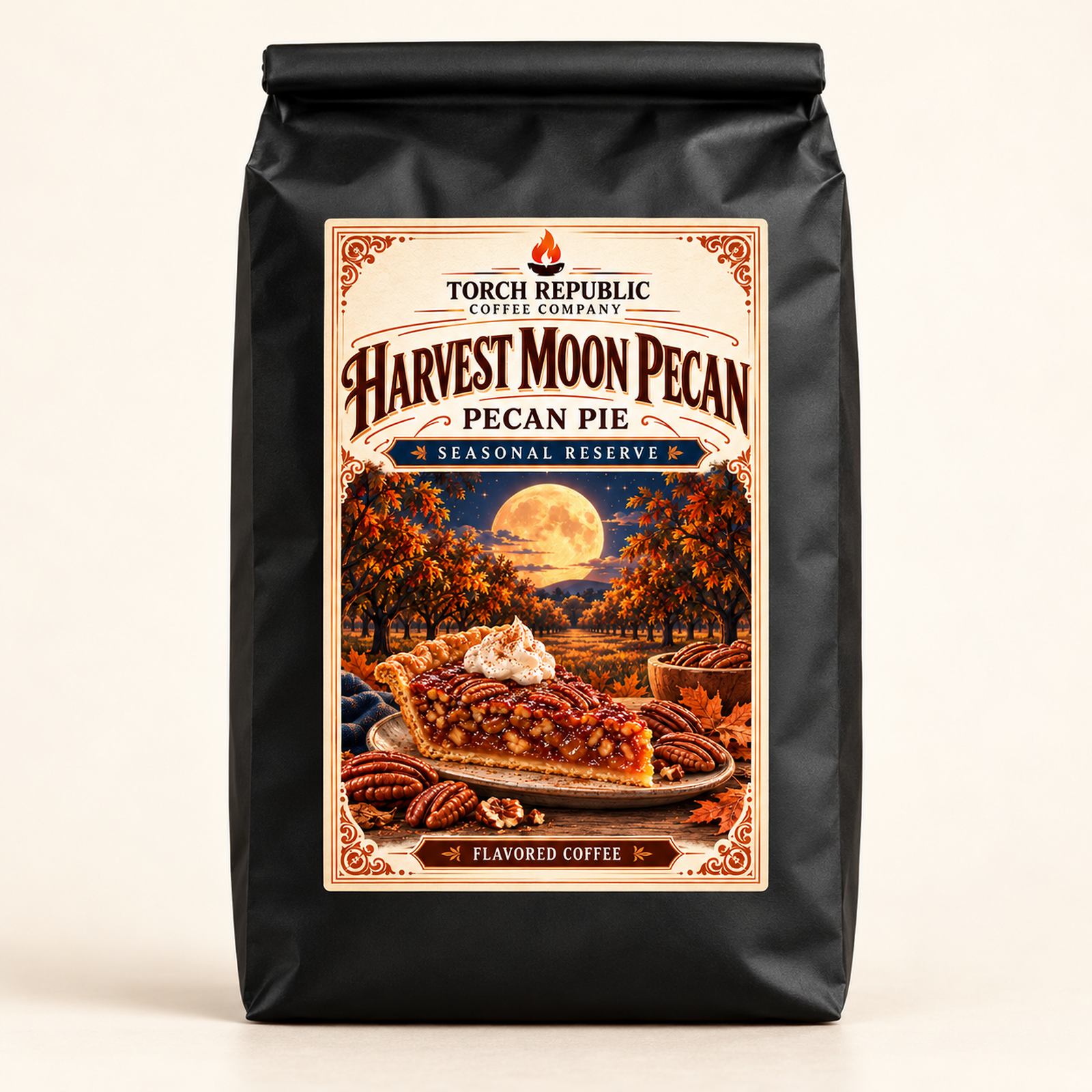 Torch Republic Harvest Moon Pecan seasonal coffee pouch