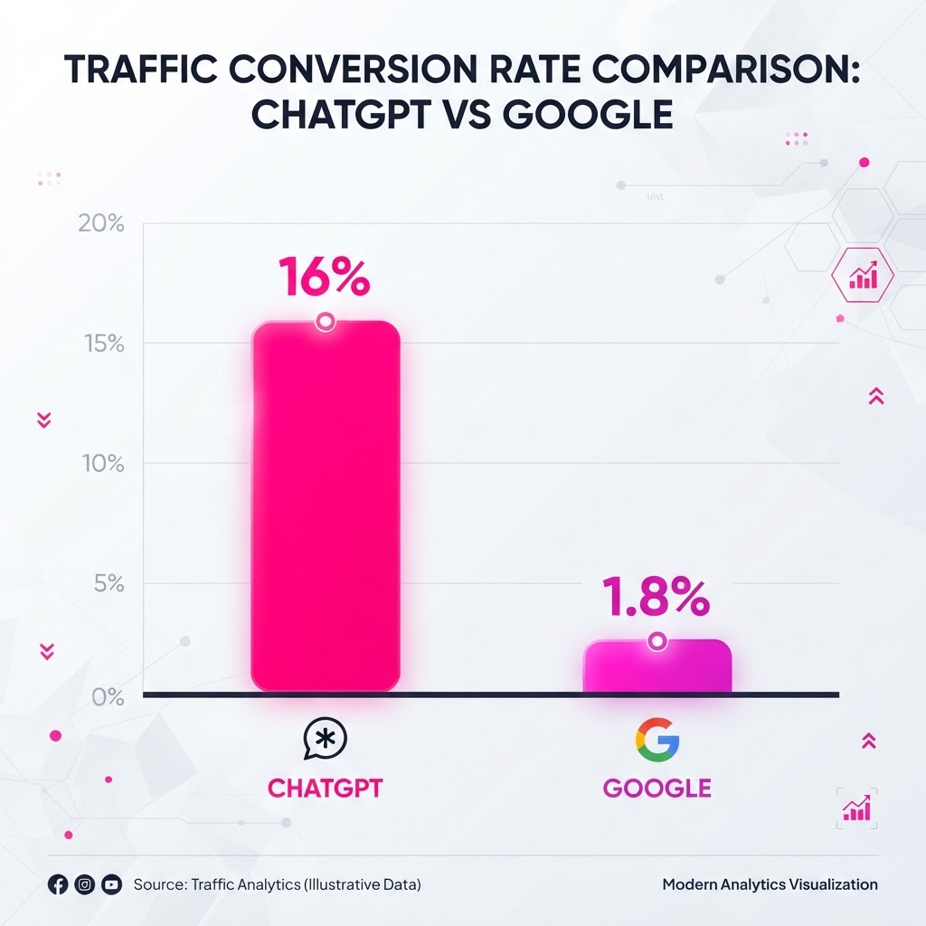 ChatGPT Traffic Converts at 16% vs Google's 1.8% โ Why AI Visibility Is Your Biggest Untapped Growth Channel