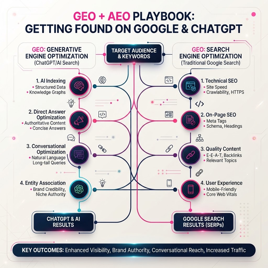 How to Get Found on Google AND in ChatGPT: The GEO + AEO Playbook Every B2B Company Needs