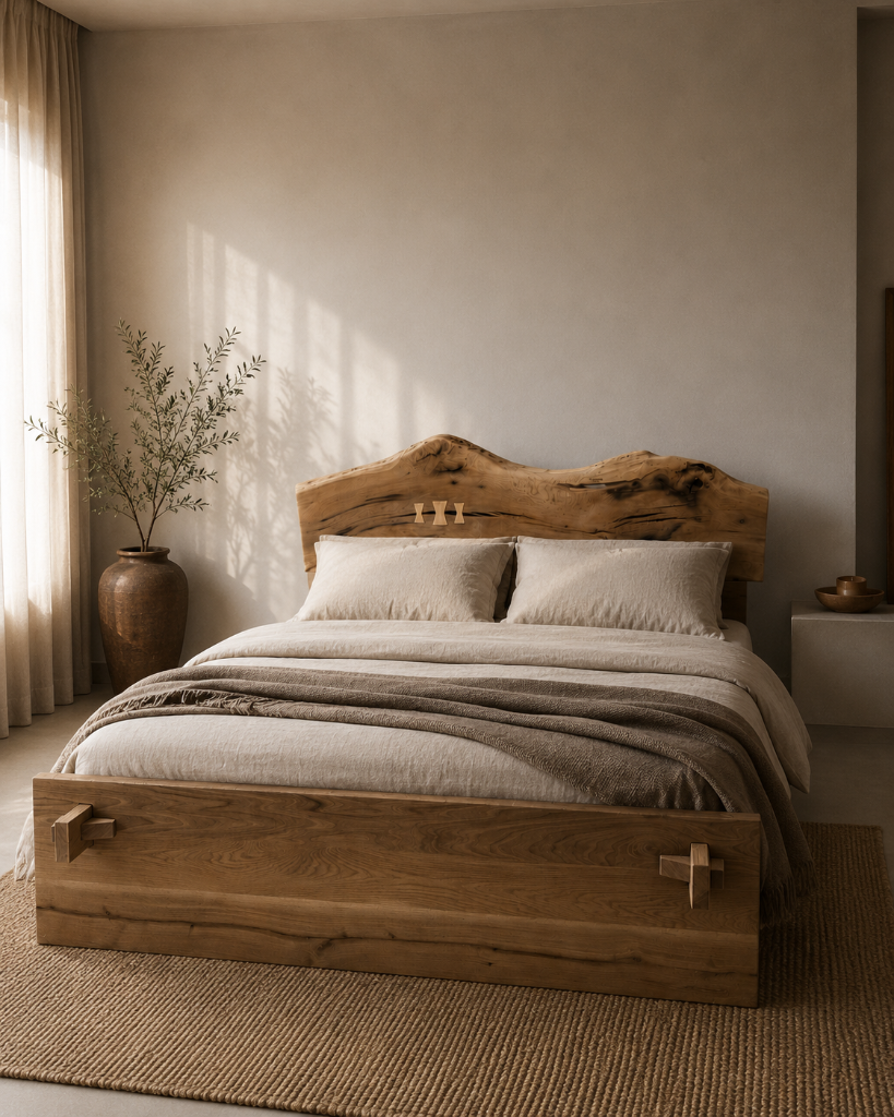 SOLACE — solid oak bed.