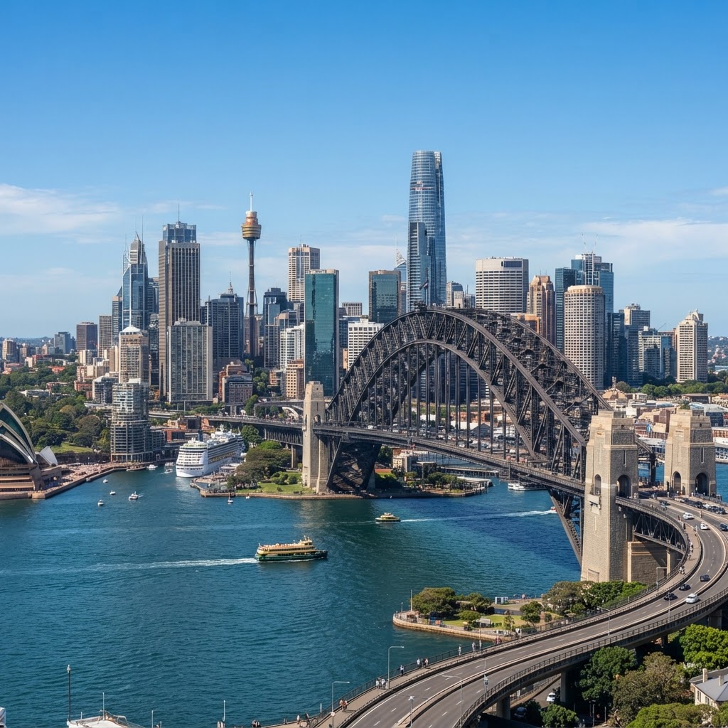 Sydney Harbour Bridge and city skyline