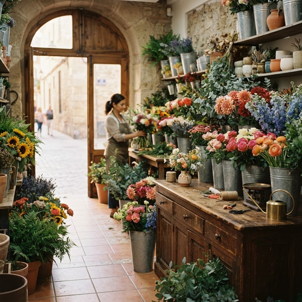 Dentro de la floristería
