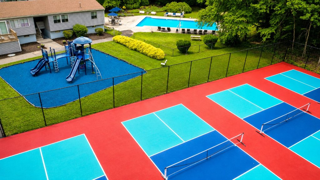 Aerial view of all outdoor amenities