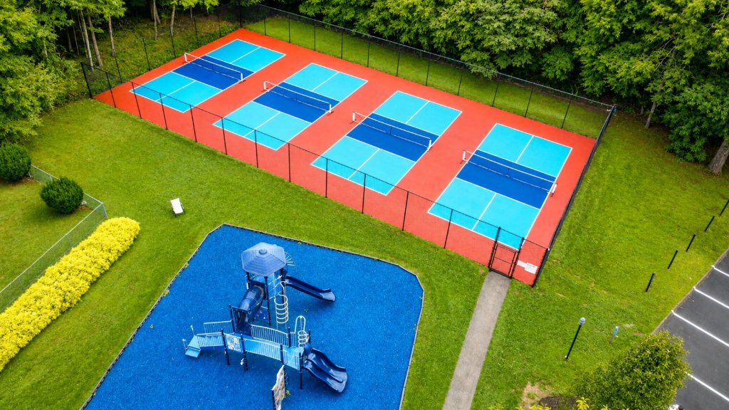 Pickleball courts with playground