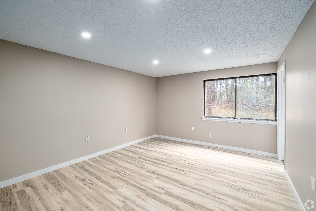 Open living area with barn doors