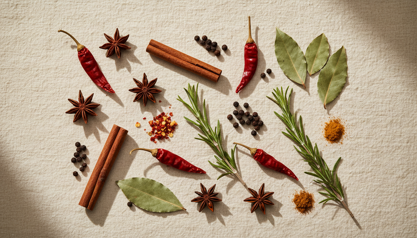 Spice flatlay background
