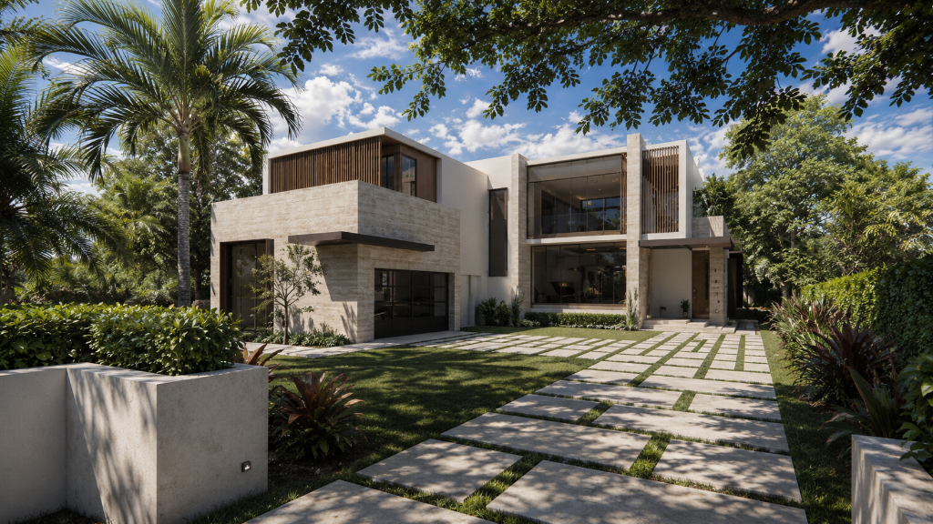 Rendering of the Winter Park Custom home featuring concrete facade and modern design