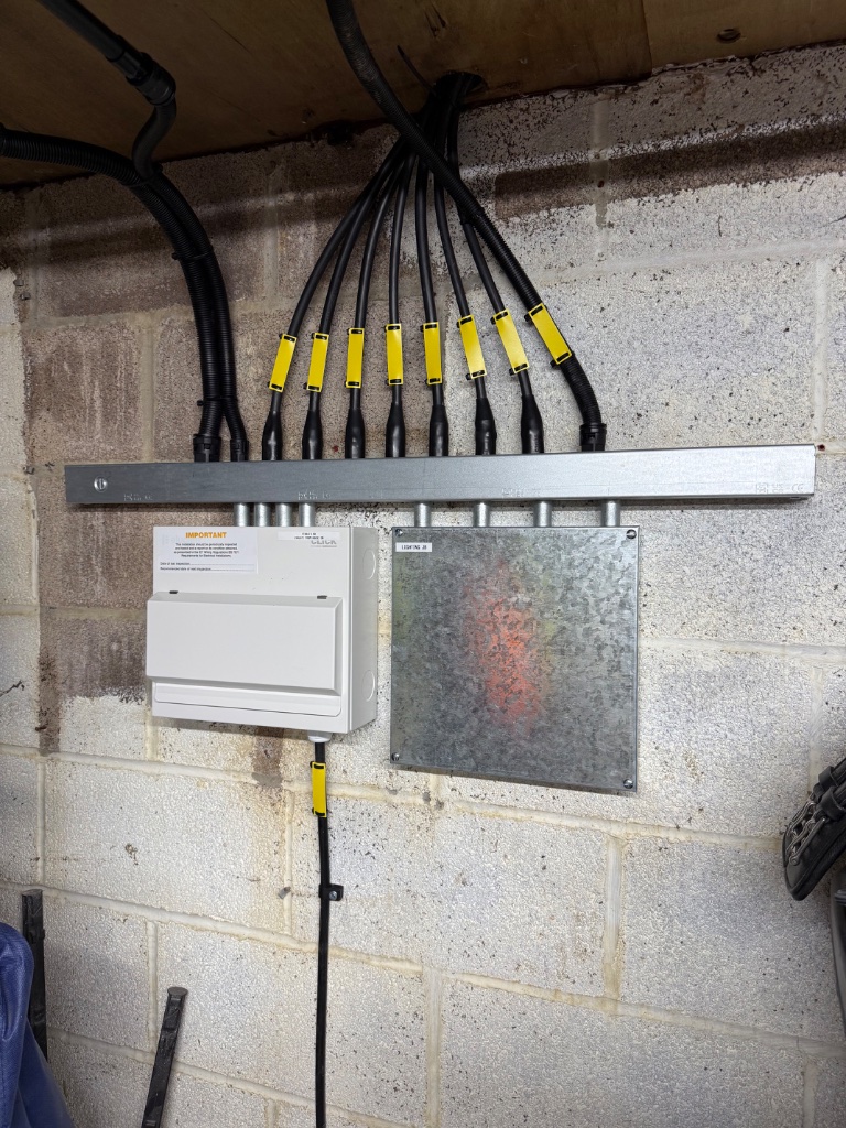 Distribution board and cabling connections - stables yard