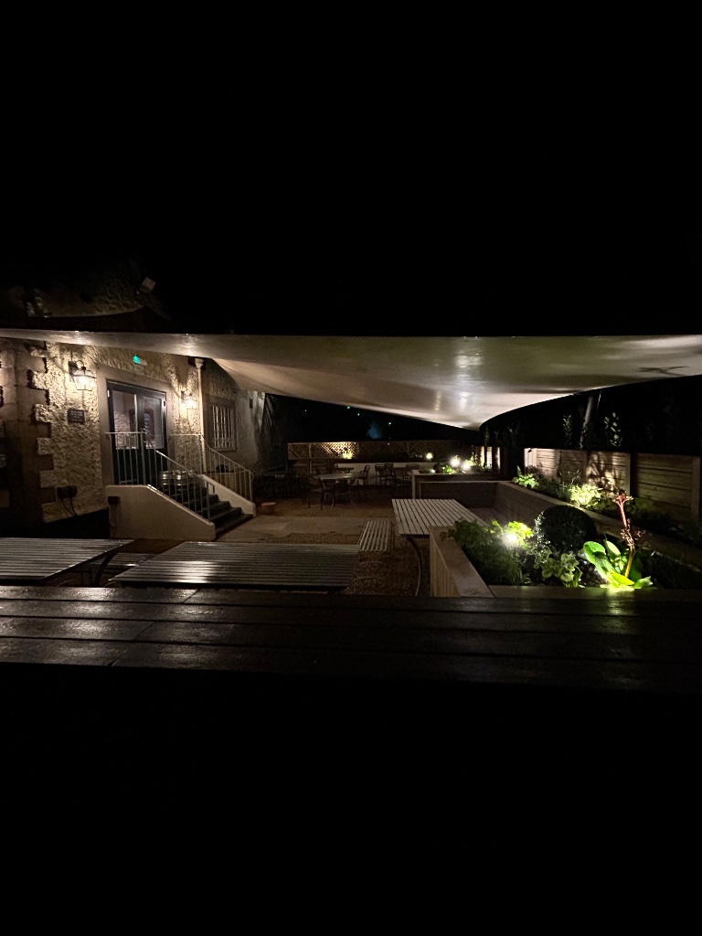 Outdoor terrace and garden lighting installation
