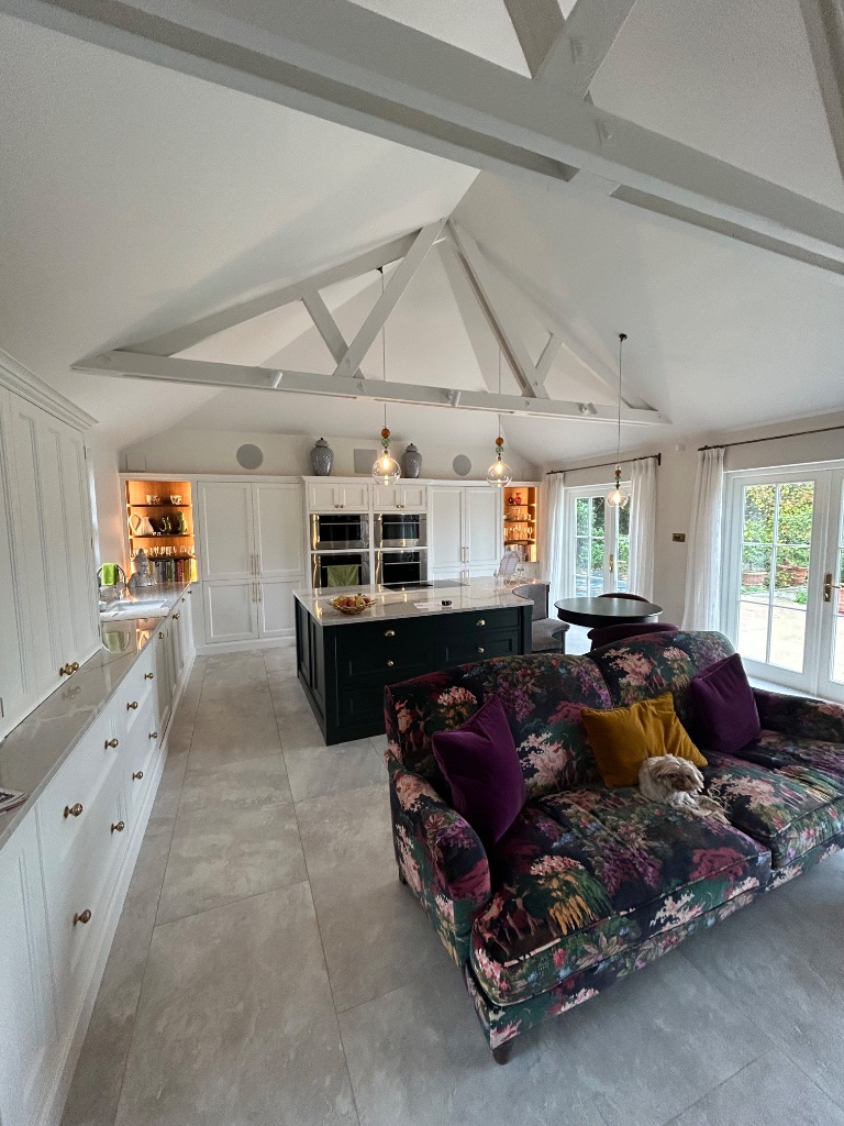 Snug with dramatic downlighting and alcove illumination