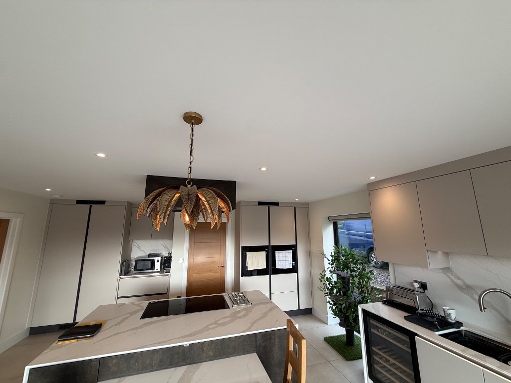 Kitchen - feature pendant lighting and recessed downlights