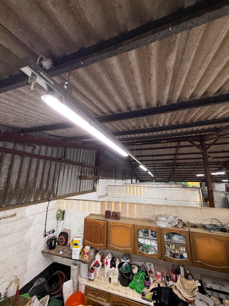 LED batten close detail - suspended containment and cabling