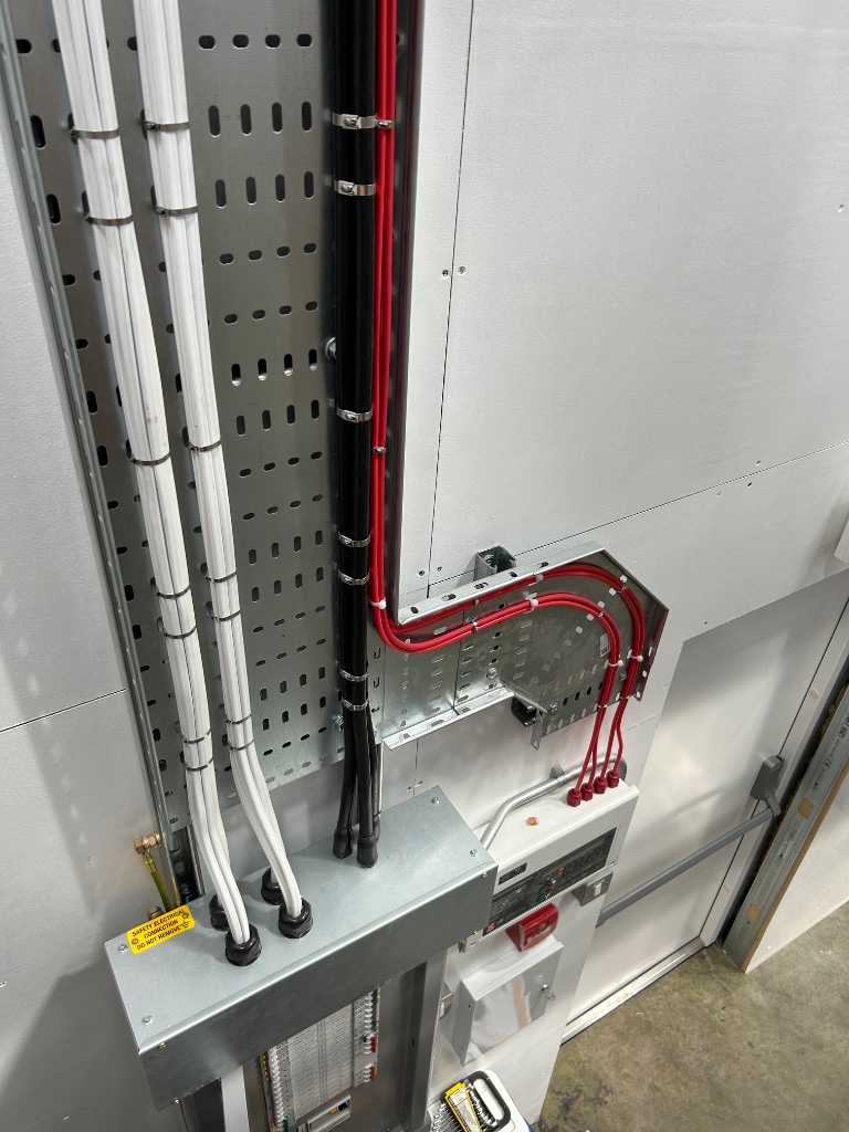 Armoured cabling and distribution board detail