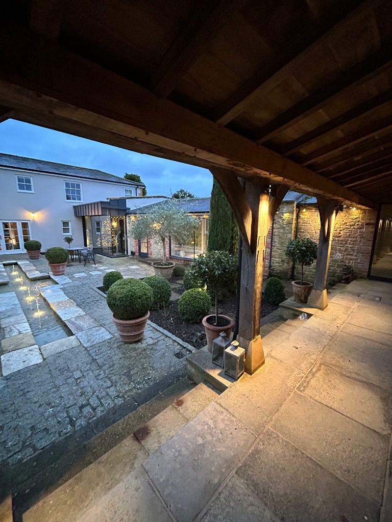 Courtyard rill and patio - evening ambience