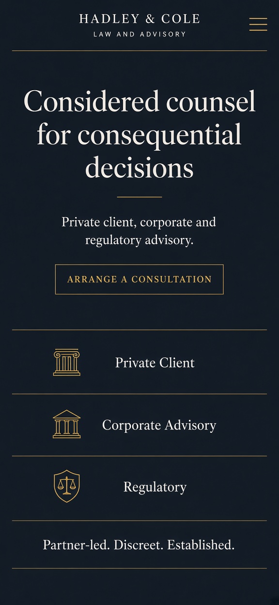 Sample Layout — Professional Services preview (mobile)