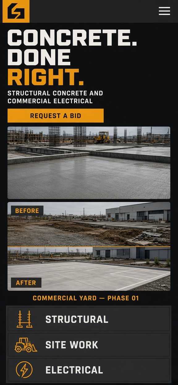 Sample Layout — Trades & Construction website preview (mobile)