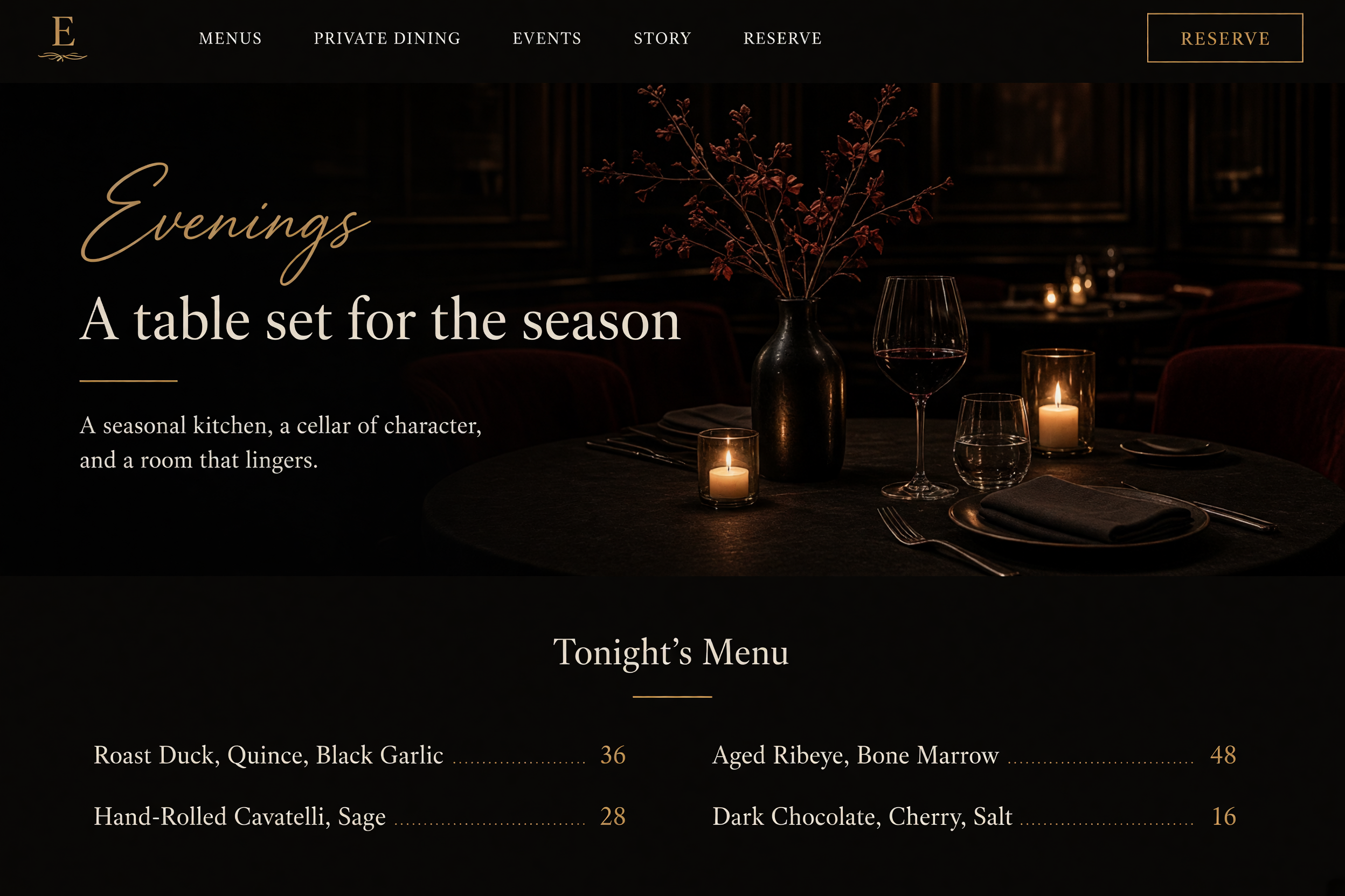 Sample Layout — Restaurant & Hospitality website preview
