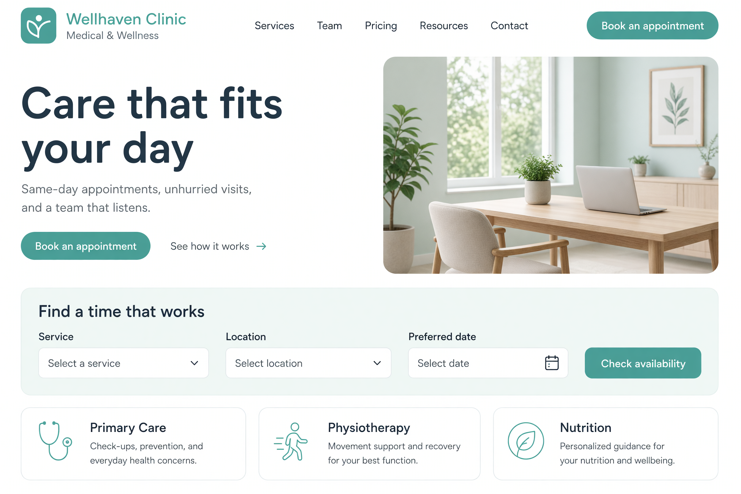 Sample Layout — Medical & Wellness website preview