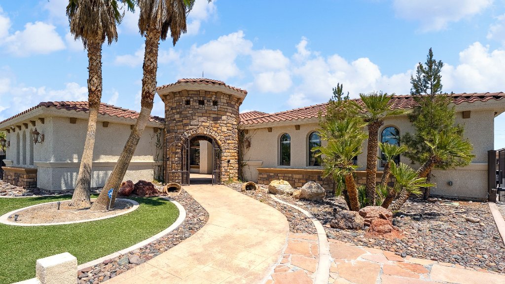 Mediterranean exterior real estate photography Pahrump NV — Air to Ground Media