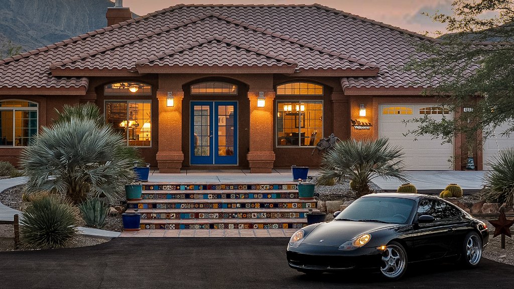 Virtual twilight exterior real estate photography Las Vegas NV by Air to Ground Media