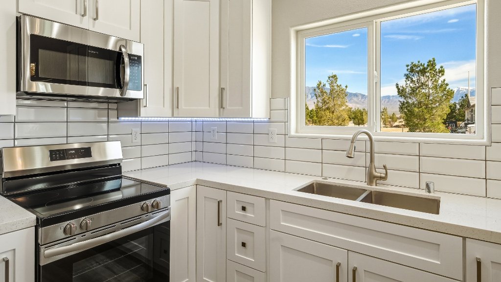 White kitchen real estate photography Las Vegas NV by Air to Ground Media