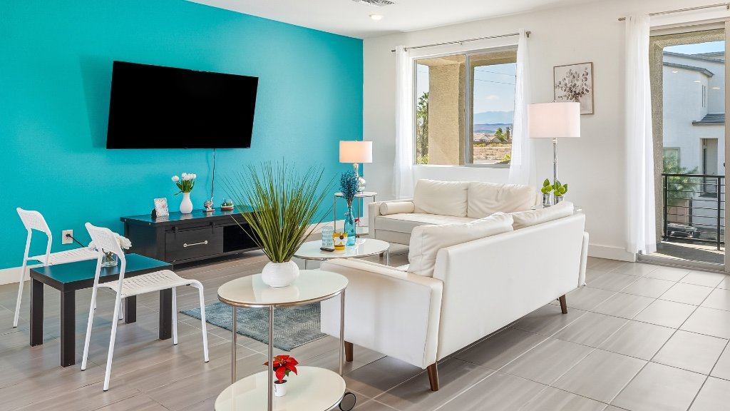 Teal accent wall real estate photography Pahrump NV — Air to Ground Media