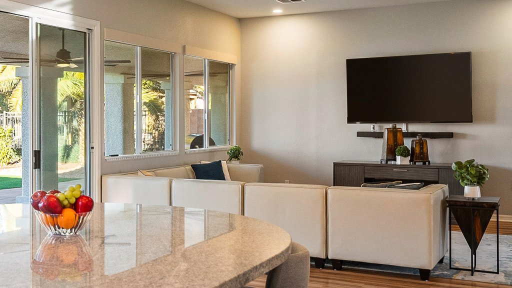 Bright open kitchen real estate photography Las Vegas Nevada — Air to Ground Media
