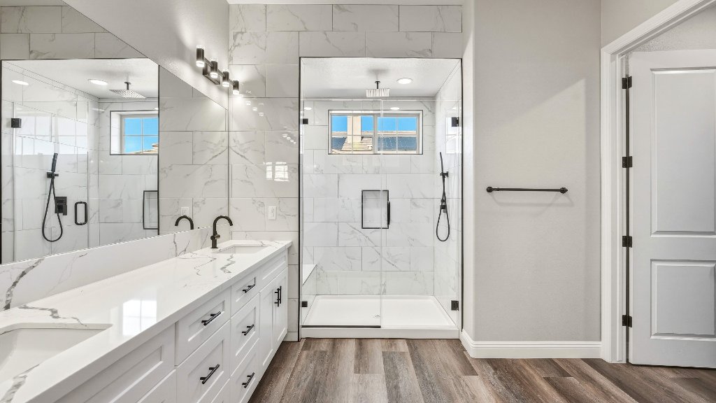 Luxury shower bathroom real estate photography Pahrump NV — Air to Ground Media