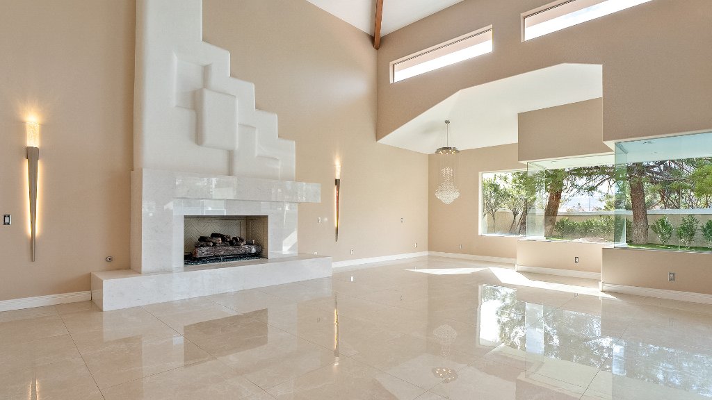 Grand fireplace interior real estate photography Pahrump NV by Air to Ground Media