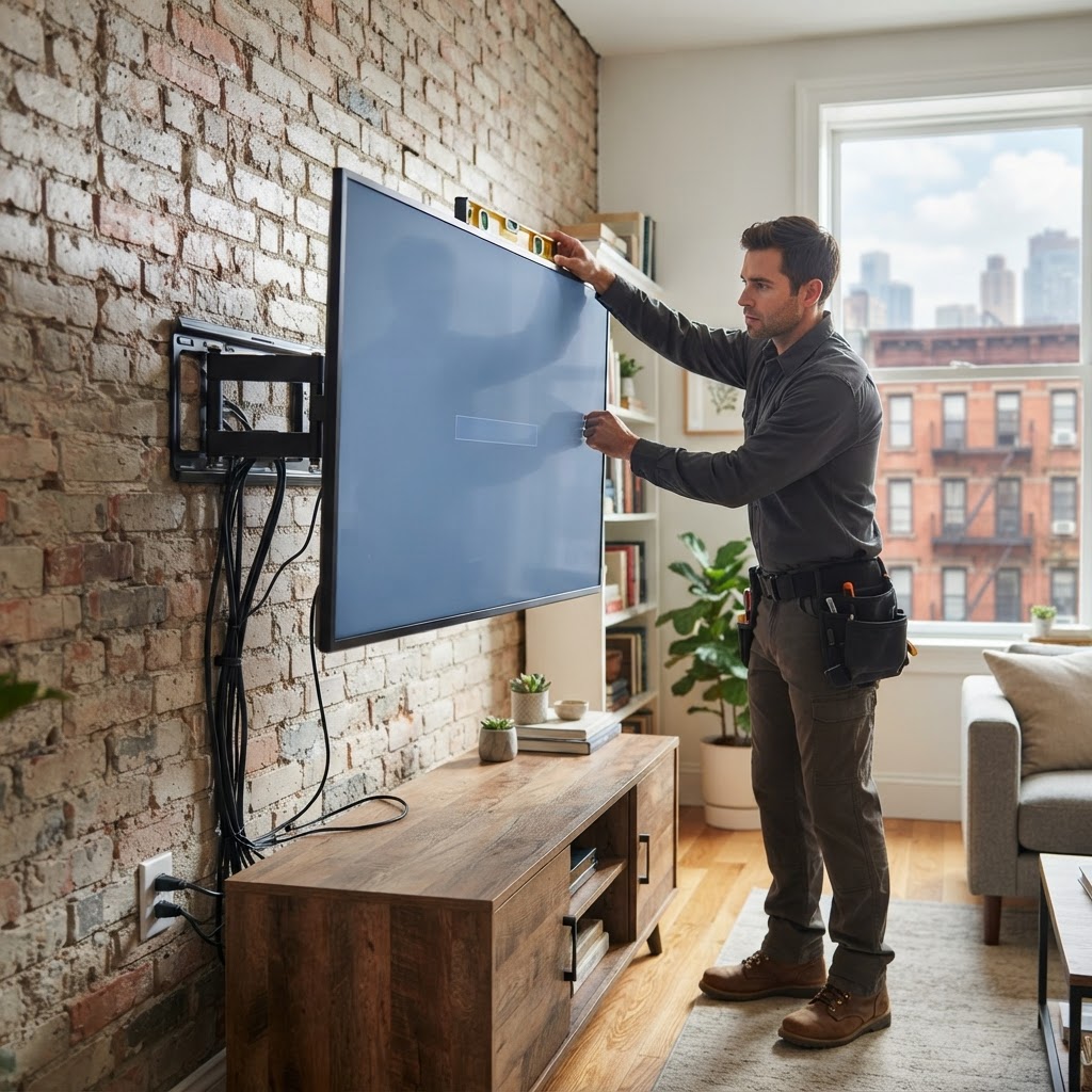 Safe TV Mounting on Brick and Concrete Walls in NYC