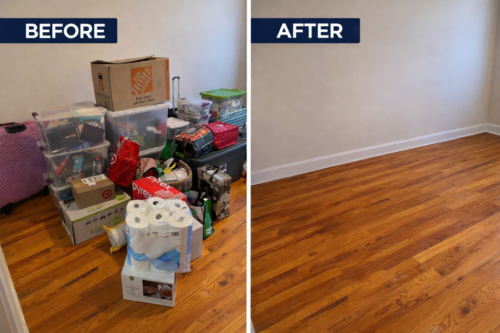 Room cleared: before & after