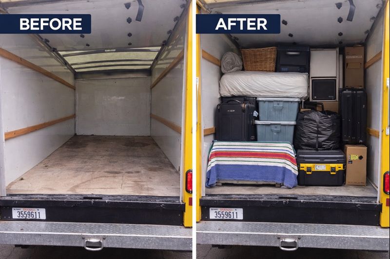 Empty truck packed tight & secure
