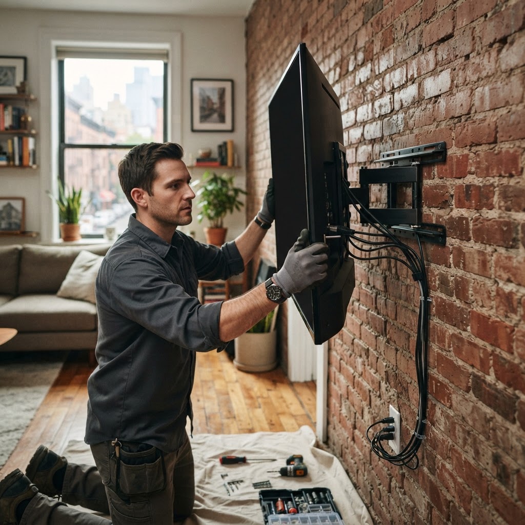 Brick Wall TV Mounting Service: NYC Masonry Installation Guide