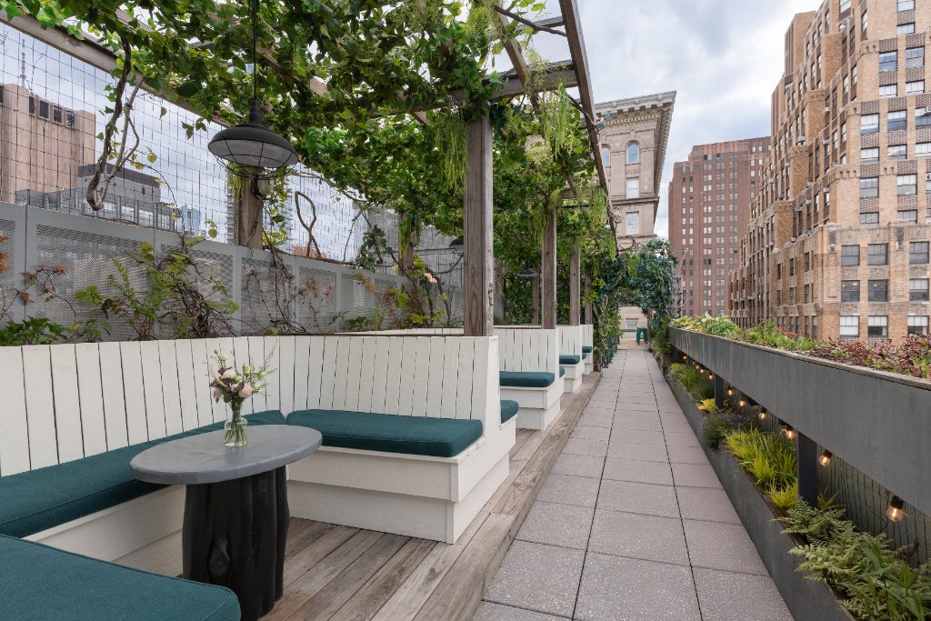 Booth garden seating Walker Rooftop Tribeca