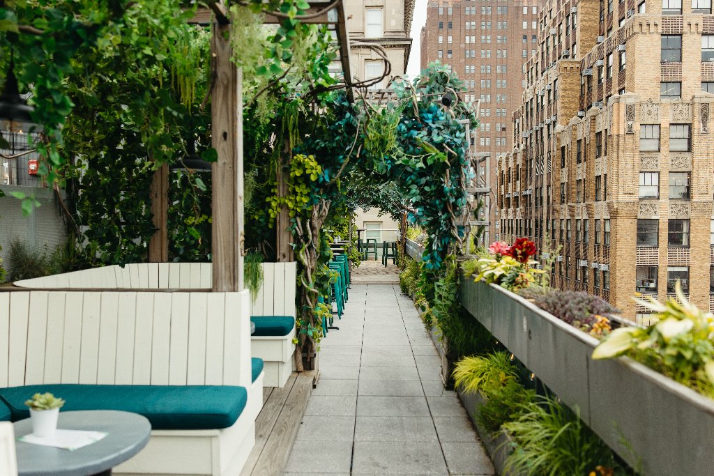Green corridor vine archway Walker Rooftop NYC