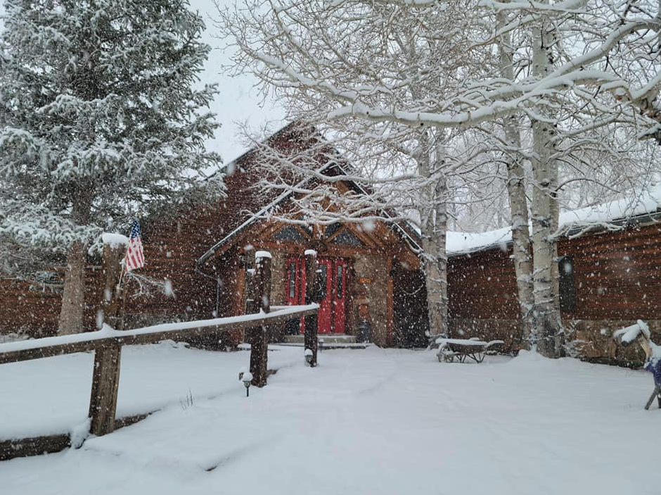 Spirit West lodge in winter snow