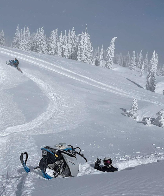 Snowmobiling in the Sierra Madre mountains near Riverside Wyoming