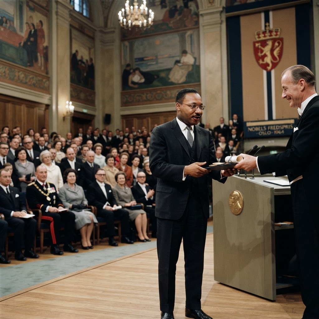 Illustration représentant Martin Luther King, Prix Nobel de la paix de Martin Luther King.