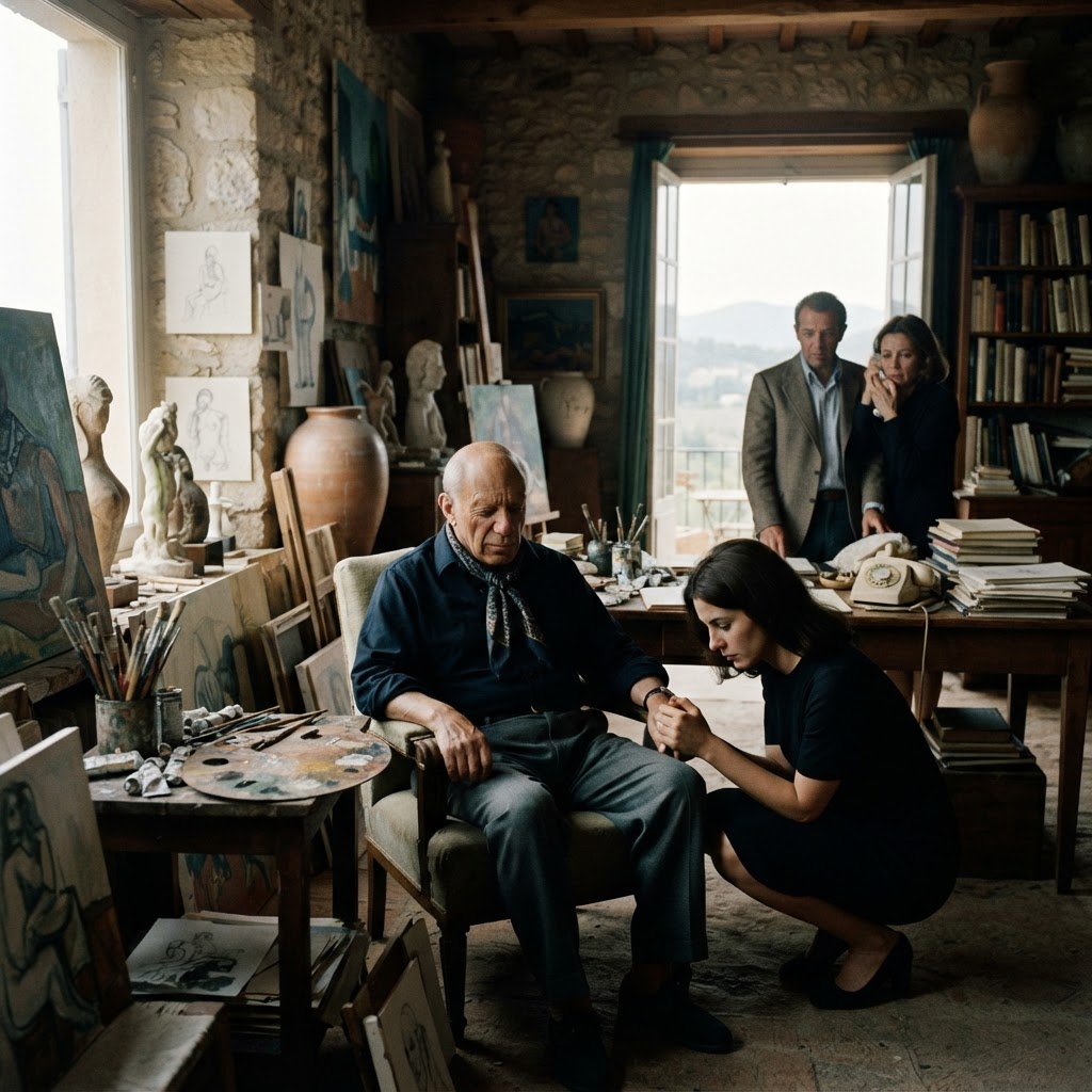 Illustration représentant Pablo Picasso, Mort de Pablo Picasso.