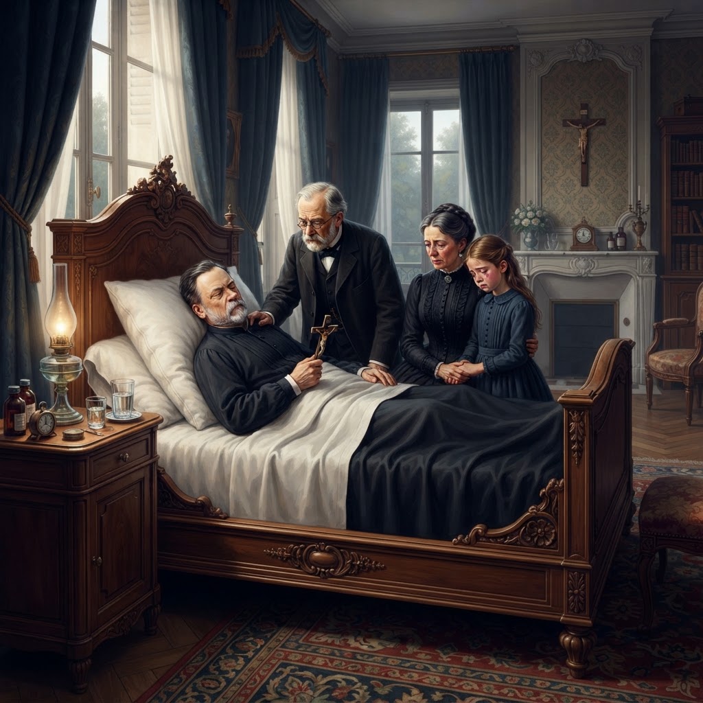 Illustration représentant Louis Pasteur, Mort de Louis Pasteur.